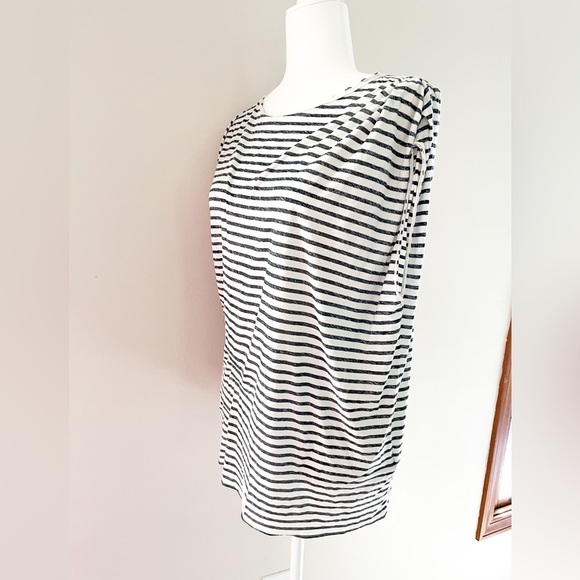 Allsaints Cotton Black And White Striped Sleeveless Top Size 0 Flowy Top - Picture 6 of 12